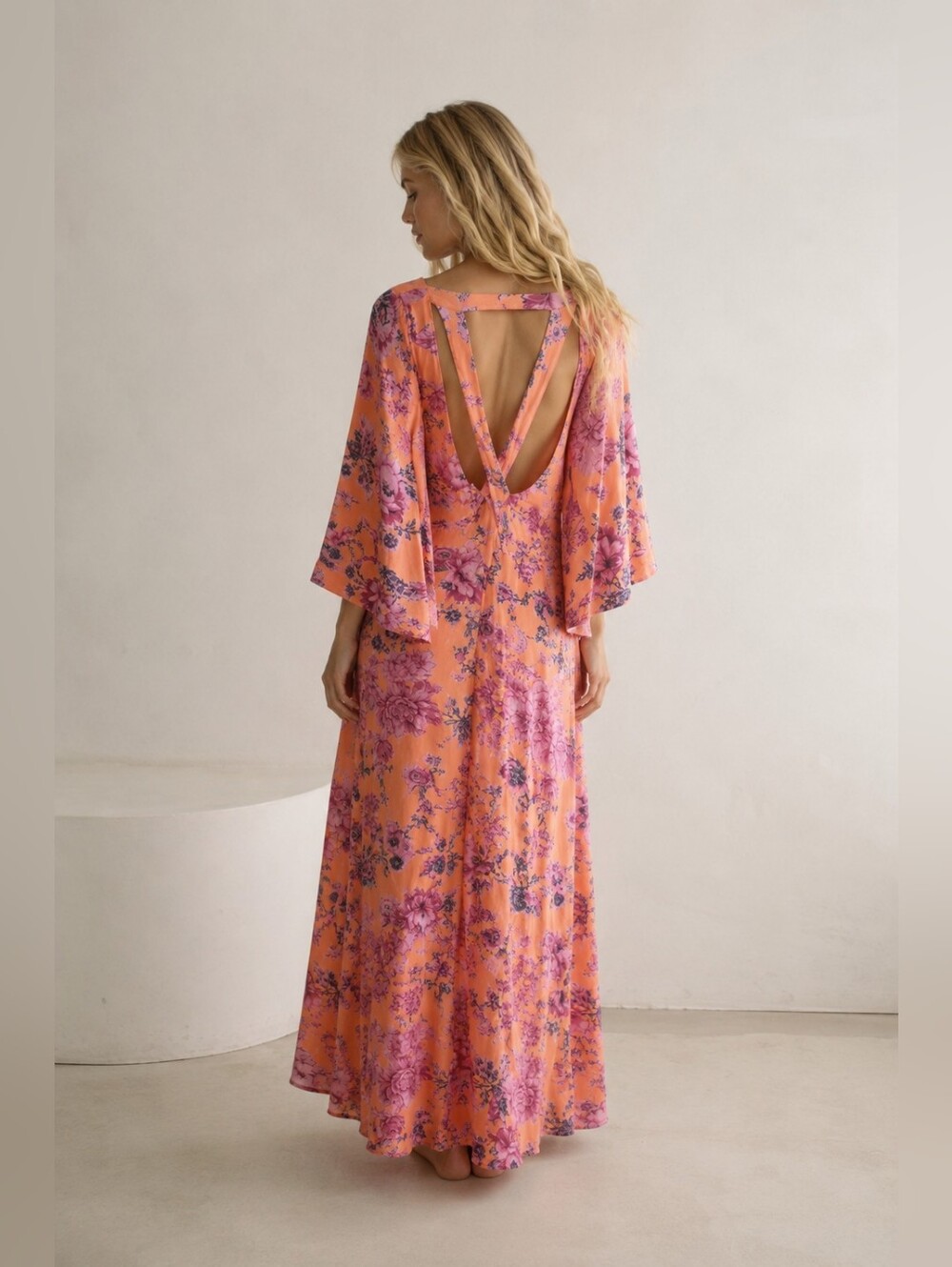 Free People Melrose Printed Maxi Dress Clementine Floral Kimono XS